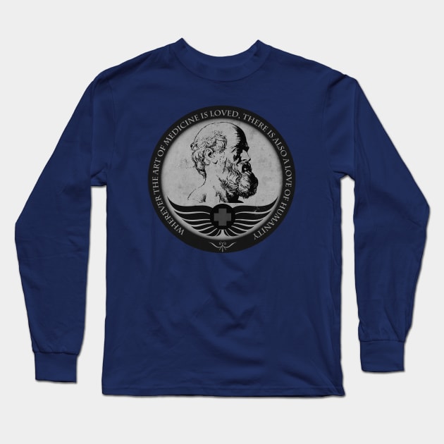 Art of Medicine: Hippocrates BW Long Sleeve T-Shirt by CTShirts